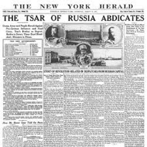 Czar Nicholas II abdicates.