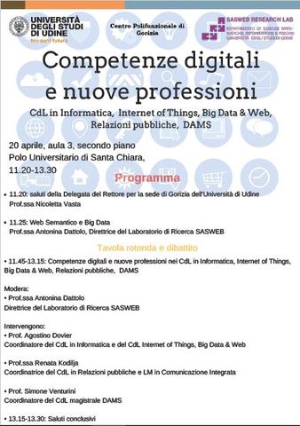 Evento 20 Aprile - Competenze digitali e nuove professioni