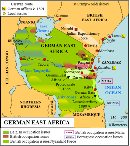 Germany controls German East Africa