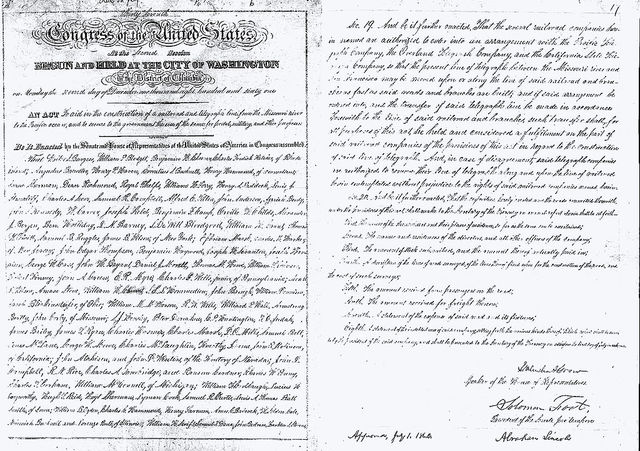 Pacific Railroad Acts signed.