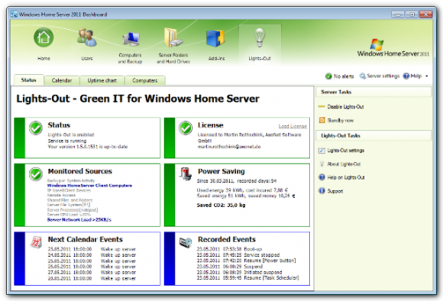 Windows home events