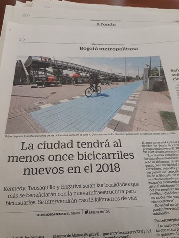 La ciudad tendrá al menos once bicicarriles nuevos en el 2018