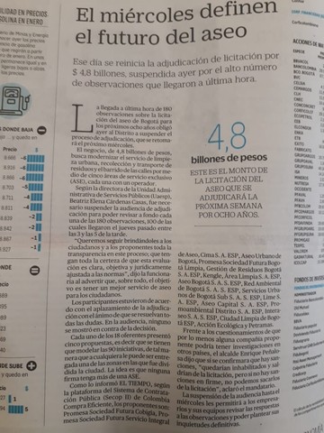 Se define el futuro del aseo en Bogotá