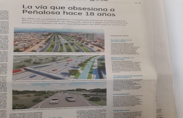 La vía que obsesiona a Peñaloza hace 18 años, la ALÓ