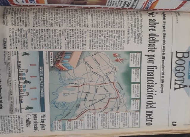 Se abre debate por financiación del metro de Bogotá