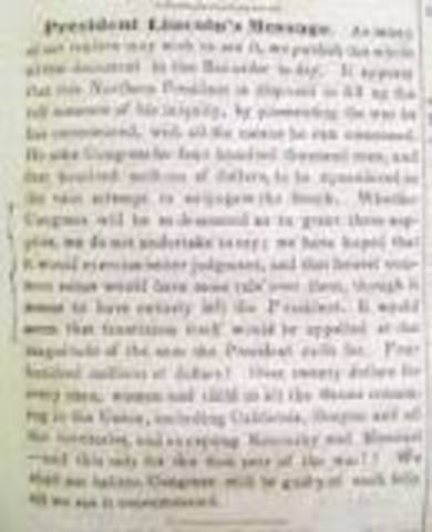 Lincolns Speech to Congress