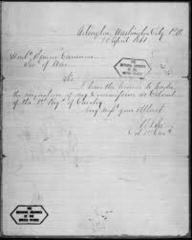 Lee Resigns his Commission in the United States Army