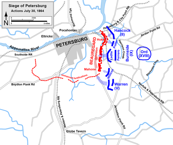 Battle of the Crater at Petersburg in Virginia.