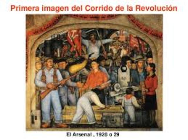 Diego rivera pinta mural en la secretaria de eduación publica( el que quiere comer,trabaje)