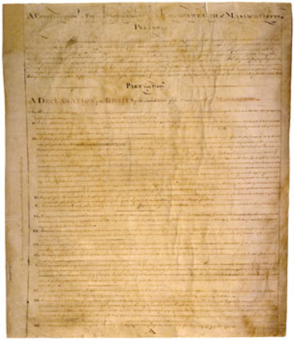 Massachusetts adopts first constitution drafted in convention and ratified by popular vote