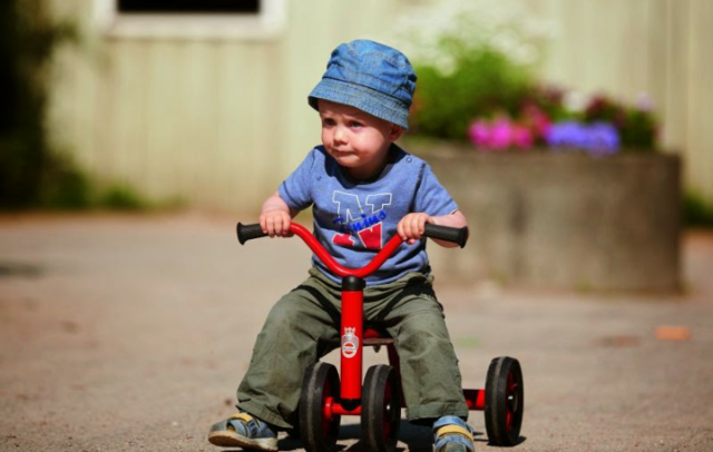 Frist day learning to ride tricycle