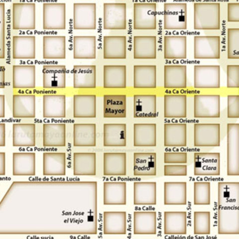 Trazo de la Plaza Real y calles de la Ciudad de Santiago