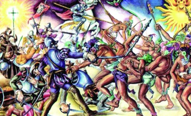 Rendición de kaqchiqueles ante españoles