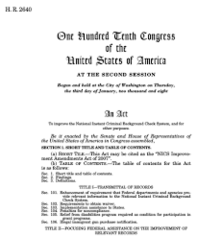 The Bipartisan NICS Improvement Amendments Act