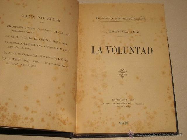 Se publica "La voluntad" de Azorín