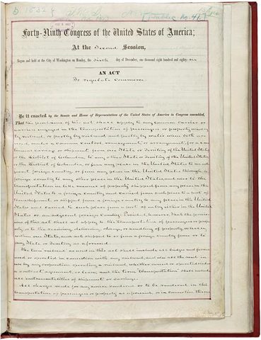 The Interstate Commerce Act of 1887