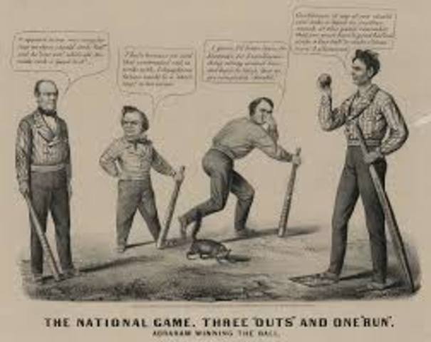 Lincoln defeats 3 opponents in the presidency