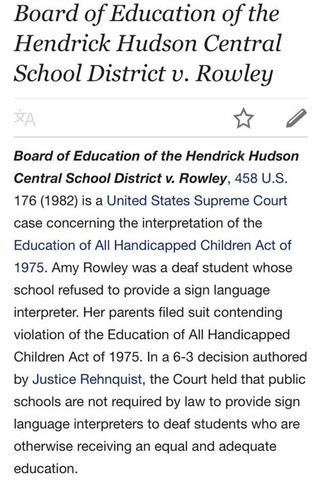 Hendrick Hudson Central School District Board of education v Rowley
