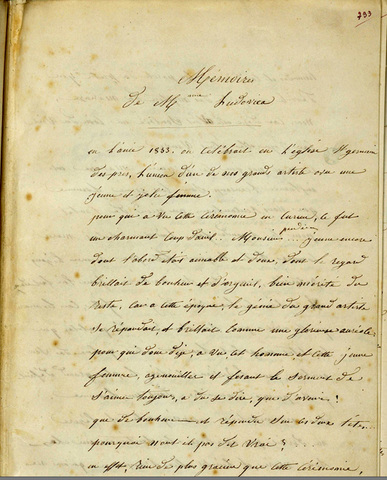 Se encuentra el manuscrito de Mémoires de Madame Ludovica