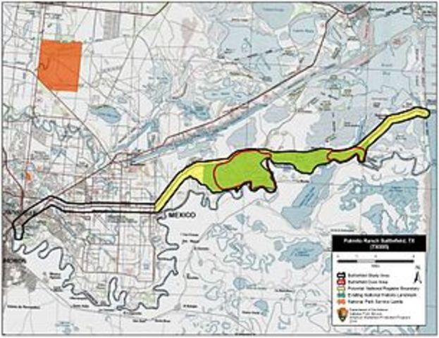 Final Battle of Civil War on Palmito Ranch, Texas. Confederates win the battle.