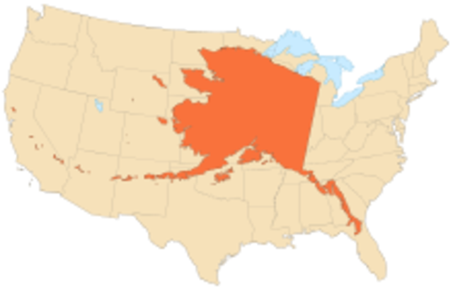 The land of Alaska is purchased from Russia