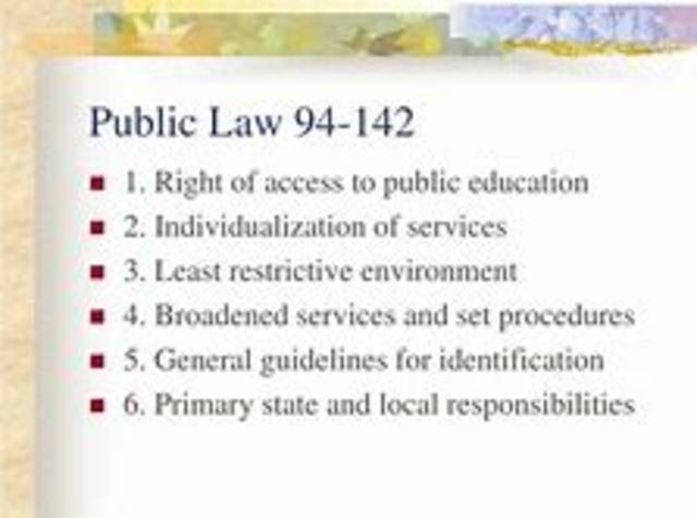 Public Law 94-142: The Education for All Handicapped Children Act