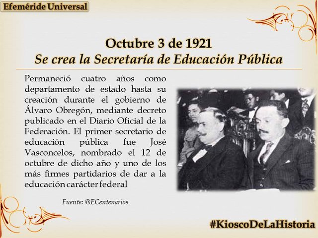 CREACIÓN DE LA SECRETARIA DE EDUCACIÓN PUBLICA