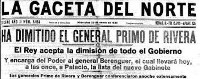 Dimisión de Miguel Primo de Rivera