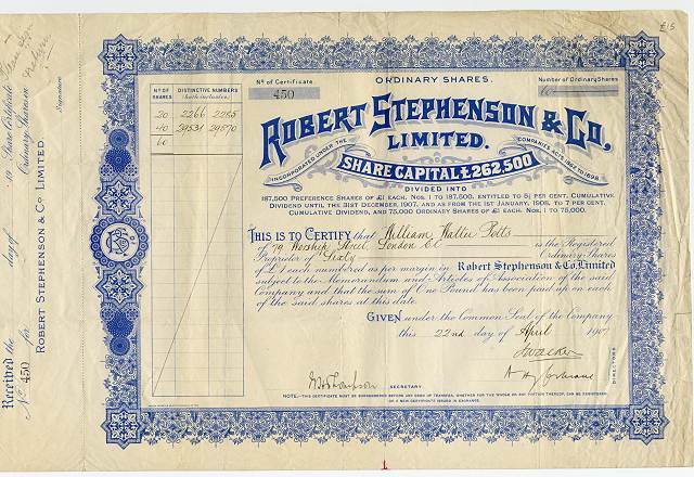 Founds Robert Stephenson and Co. with son, Robert