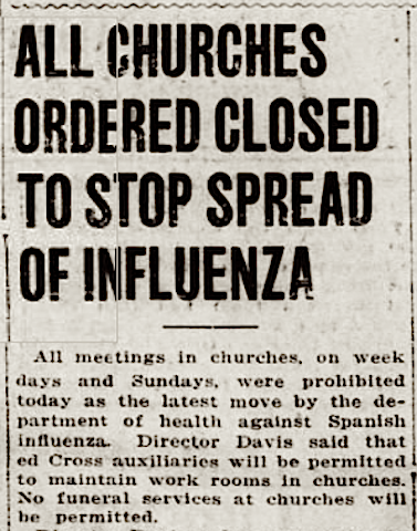 No Public Church Services to be Held