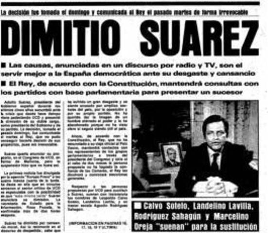 Dimisión de Adolfo Suárez