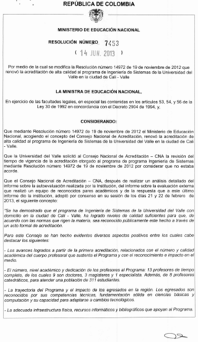 Acreditación de Alta Calidad Res. 7453