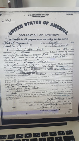 Grandpa John came to US