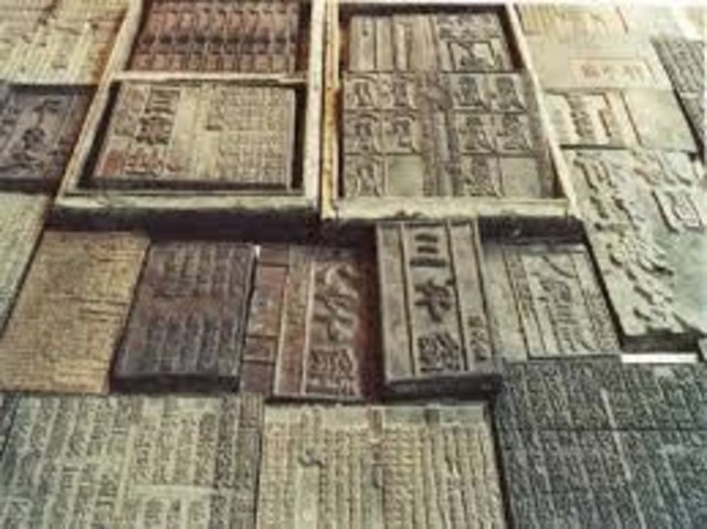 Printing Press using Wood Blocks (220 AD)