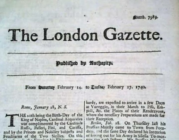 Newspaper - The London Gazette (1740)