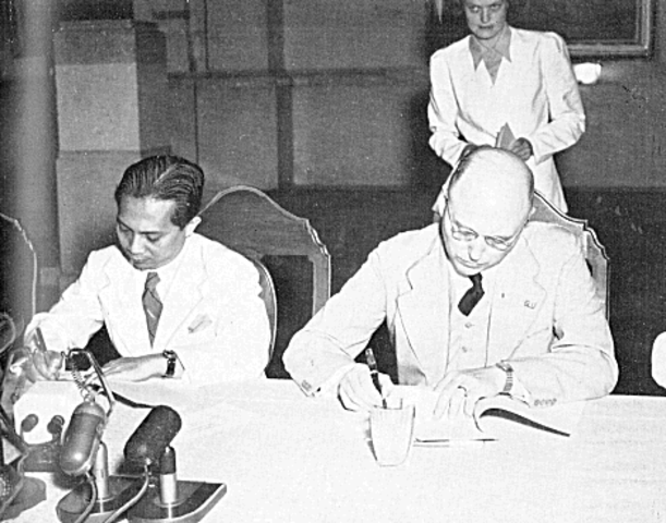 indonesie en Nederland sluiten het akkoord van linggadjati