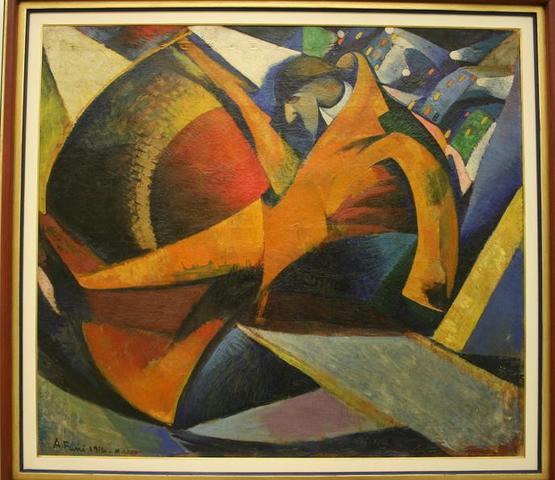 ACHILLE FUNI, Uomo che scende dal tram