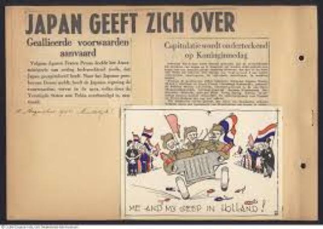 Japan geeft zich over aan de geallieerde. Eind WOII