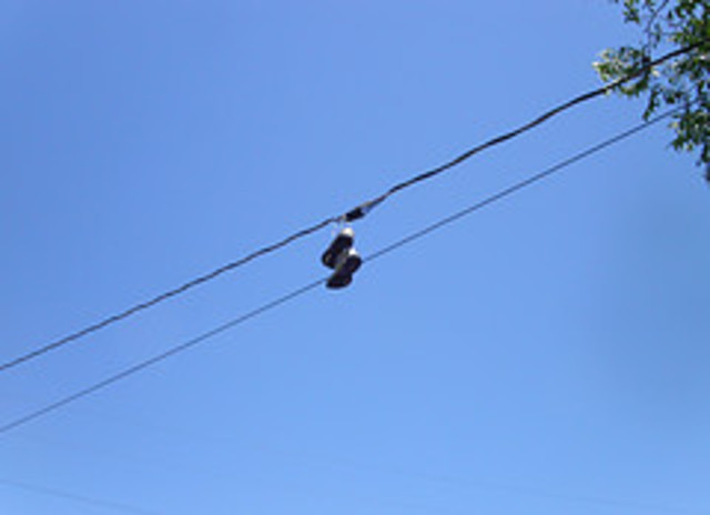 Shoes falling from the sky