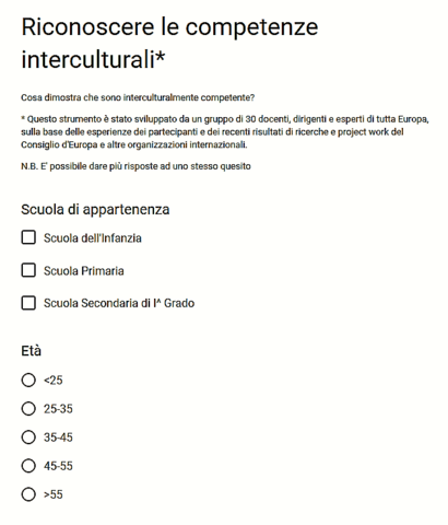 Gli strumenti di rilevazione delle competenze interculturali dei docenti dell'Istituto