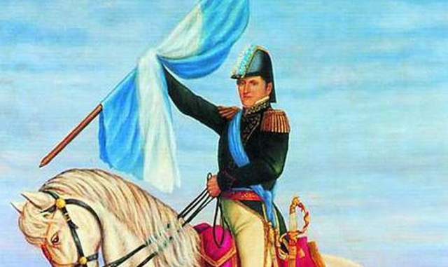 Manuel Belgrano manda a enarbolar por primera vez la bandera celeste y blanca en las barrancas del Río Paraná, en Rosario