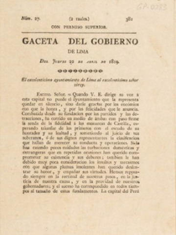 LA GACETA DEL GOBIERNO DE LIMA