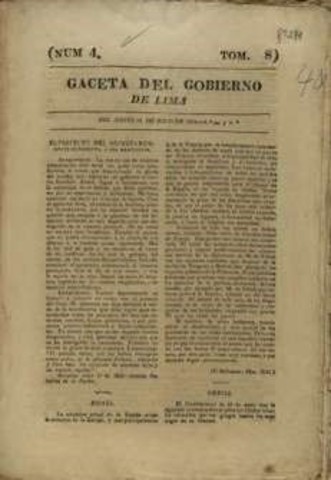 LA GAZETA DEL GOBIERNO DE LIMA