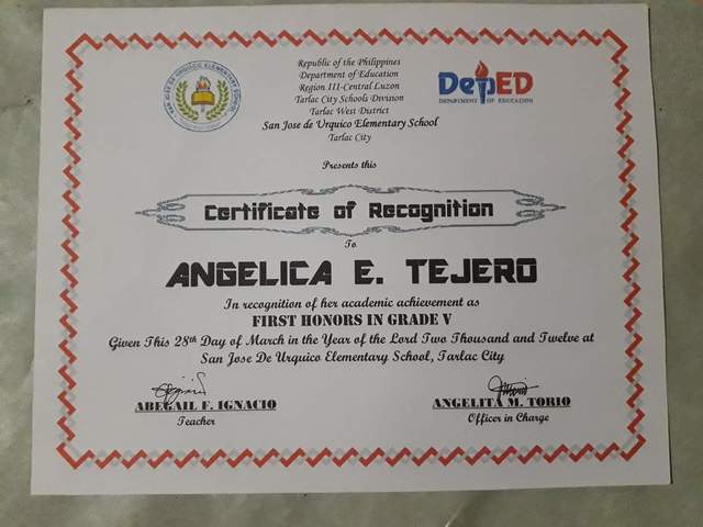 My Grade 5 Recognition