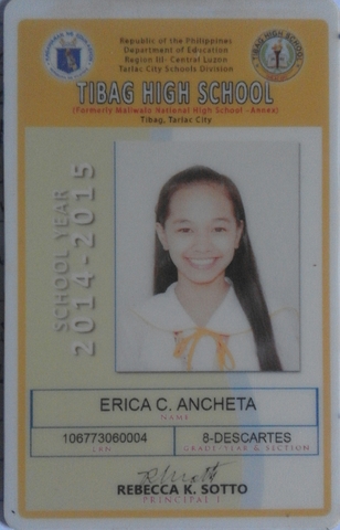 My ID Picture when I was in Grade 8