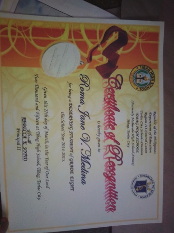 Grade 8 Deserving Student