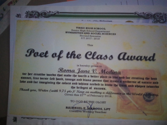 Poet of the class award