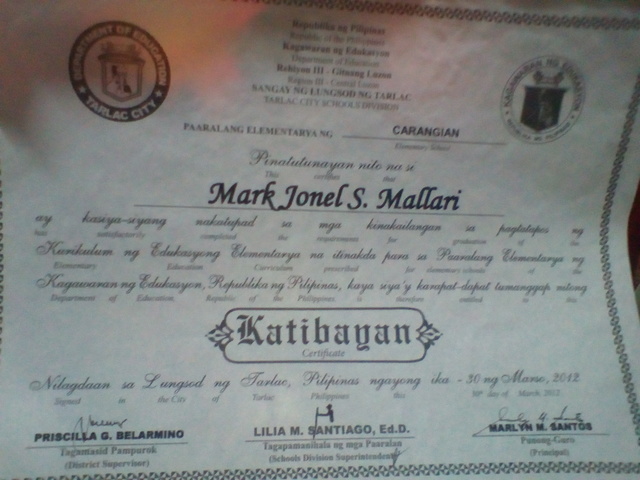 Graduated in elementary