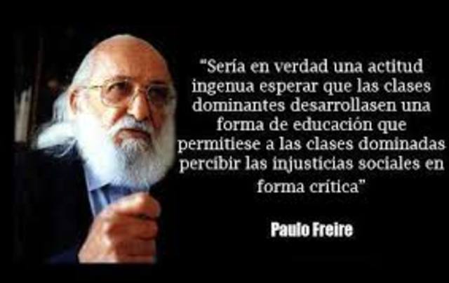 PAULO FREIRE nació el 19 de septiembre de 1921 en una familia de clase media de Recife y murió el 2 de mayo de 1997 en Sao Pablo, Brasil