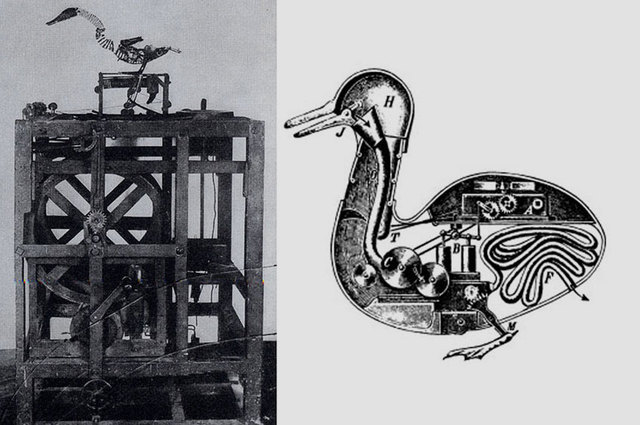 Жак де Вокансон. Автоматон «Утка, принимающая пищу»